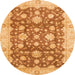 Round Abstract Orange Oriental Rug, abs792