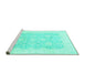 Sideview of Machine Washable Oriental Turquoise Traditional Area Rugs, wshabs793turq