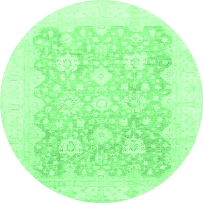 Round Machine Washable Oriental Emerald Green Traditional Area Rugs, wshabs793emgrn