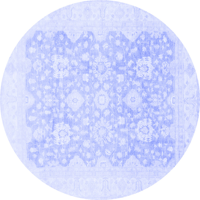 Round Machine Washable Oriental Blue Traditional Rug, wshabs793blu