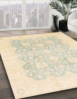 Abstract Golden Blonde Gold Oriental Rug in Family Room, abs793