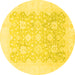 Round Oriental Yellow Traditional Rug, abs793yw