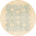 Round Machine Washable Abstract Gold Rug, wshabs793