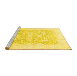 Sideview of Machine Washable Oriental Yellow Traditional Rug, wshabs793yw