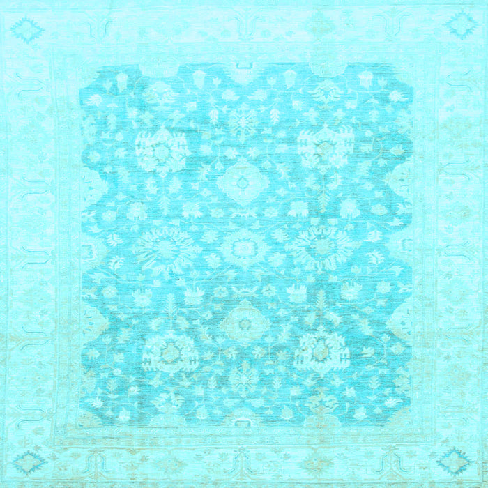Square Machine Washable Oriental Light Blue Traditional Rug, wshabs793lblu