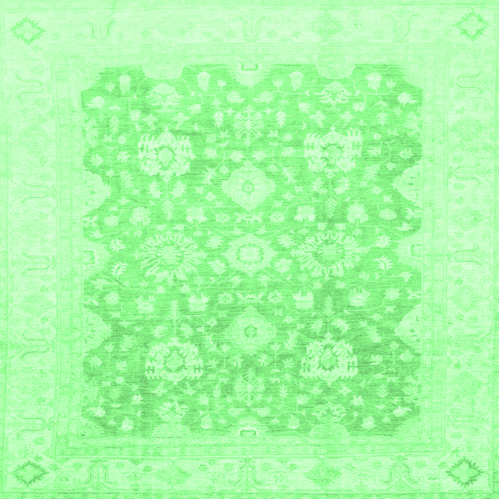 Square Machine Washable Oriental Emerald Green Traditional Area Rugs, wshabs793emgrn