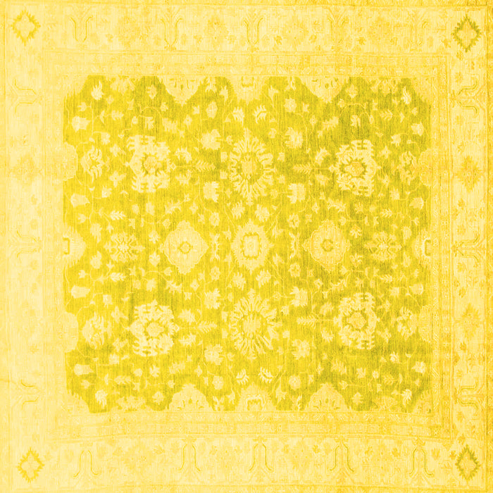 Square Machine Washable Oriental Yellow Traditional Rug, wshabs793yw
