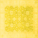 Square Machine Washable Oriental Yellow Traditional Rug, wshabs793yw