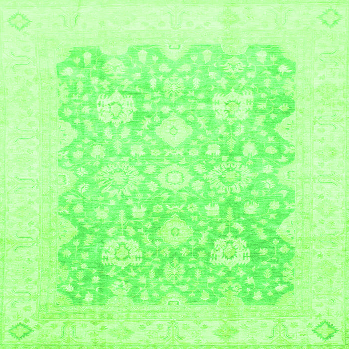 Square Oriental Green Traditional Rug, abs793grn