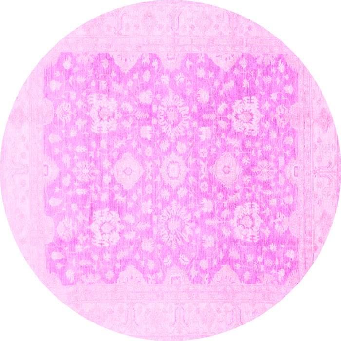 Round Oriental Pink Traditional Rug, abs793pnk