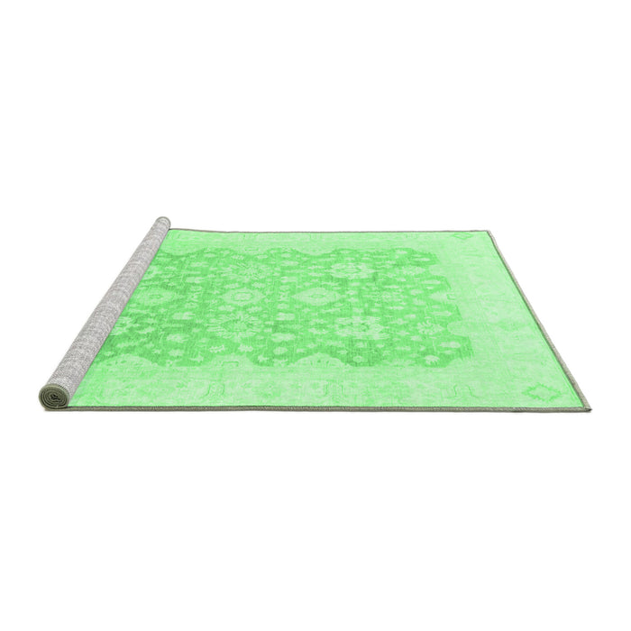 Sideview of Machine Washable Oriental Emerald Green Traditional Area Rugs, wshabs793emgrn