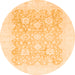 Round Oriental Orange Traditional Rug, abs793org