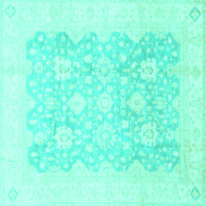 Square Oriental Turquoise Traditional Rug, abs793turq