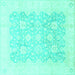 Square Oriental Turquoise Traditional Rug, abs793turq