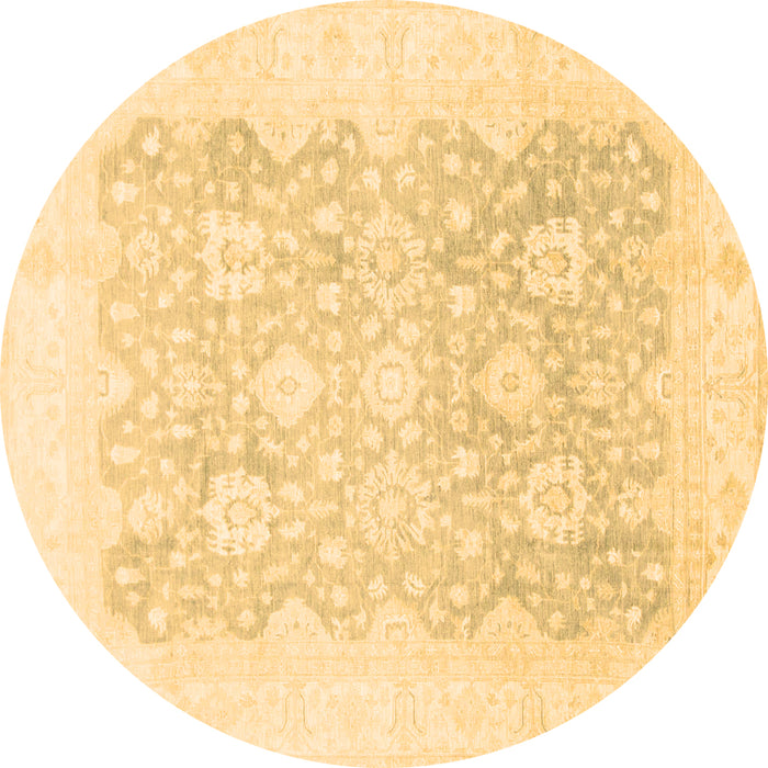 Round Oriental Brown Traditional Rug, abs793brn