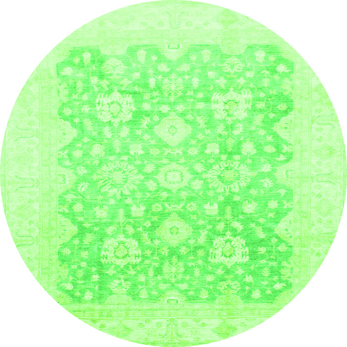 Round Machine Washable Oriental Green Traditional Area Rugs, wshabs793grn
