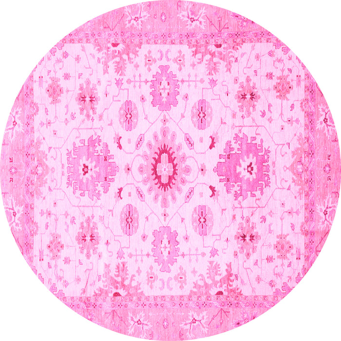 Round Oriental Pink Traditional Rug, abs794pnk