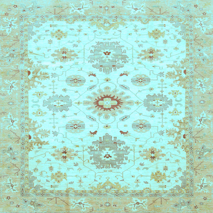 Square Machine Washable Oriental Light Blue Traditional Rug, wshabs794lblu