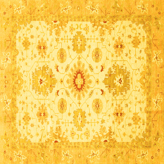 Square Machine Washable Oriental Yellow Traditional Rug, wshabs794yw