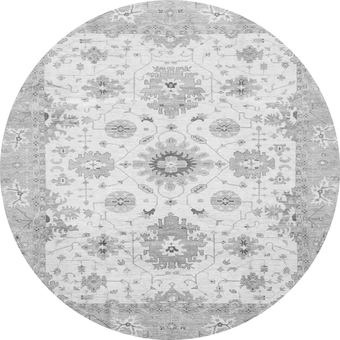 Round Machine Washable Oriental Gray Traditional Rug, wshabs794gry