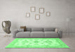 Machine Washable Oriental Emerald Green Traditional Area Rugs in a Living Room,, wshabs794emgrn