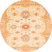 Round Abstract Sun Yellow Oriental Rug, abs794