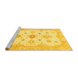 Sideview of Machine Washable Oriental Yellow Traditional Rug, wshabs794yw