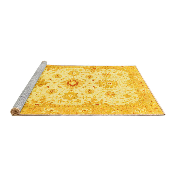 Sideview of Machine Washable Oriental Yellow Traditional Rug, wshabs794yw