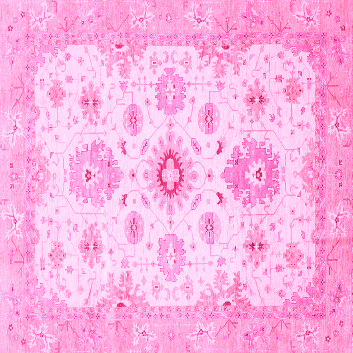 Square Oriental Pink Traditional Rug, abs794pnk