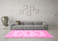 Machine Washable Oriental Pink Traditional Rug, wshabs794pnk