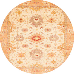 Round Machine Washable Abstract Sun Yellow Rug, wshabs794