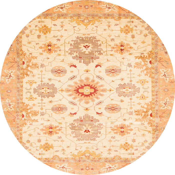 Round Machine Washable Abstract Sun Yellow Rug, wshabs794