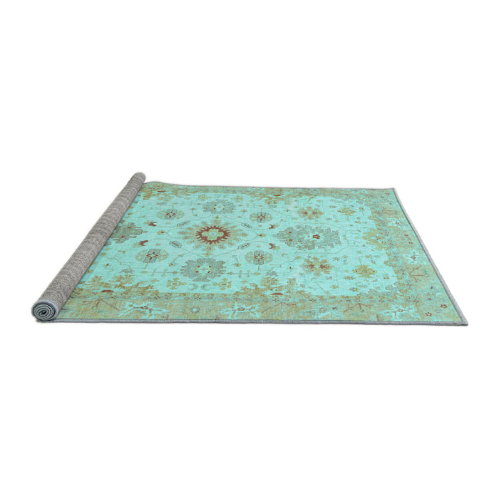 Sideview of Machine Washable Oriental Light Blue Traditional Rug, wshabs794lblu