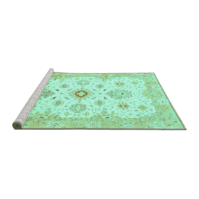 Sideview of Machine Washable Oriental Turquoise Traditional Area Rugs, wshabs794turq