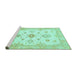 Sideview of Machine Washable Oriental Turquoise Traditional Area Rugs, wshabs794turq