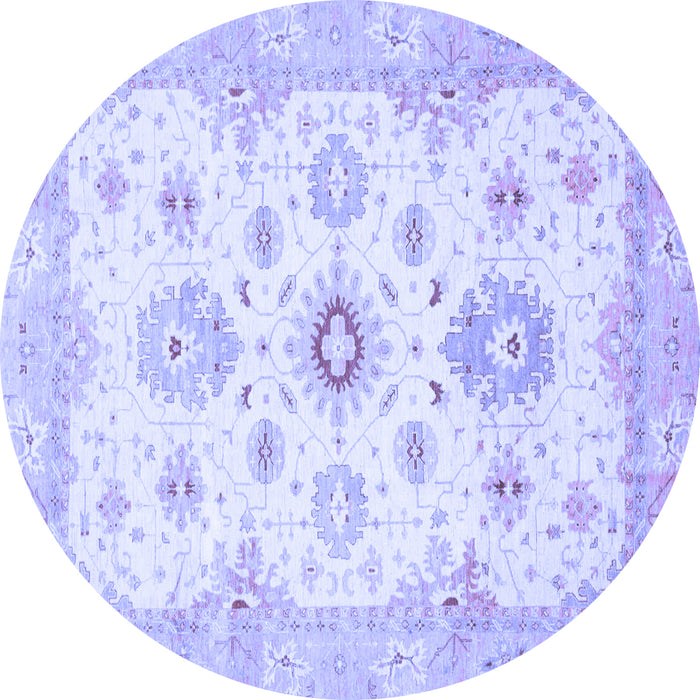 Round Machine Washable Oriental Blue Traditional Rug, wshabs794blu