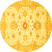 Round Oriental Yellow Traditional Rug, abs794yw