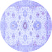 Round Oriental Blue Traditional Rug, abs794blu