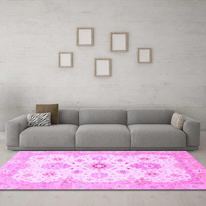Machine Washable Oriental Purple Traditional Area Rugs in a Living Room, wshabs794pur