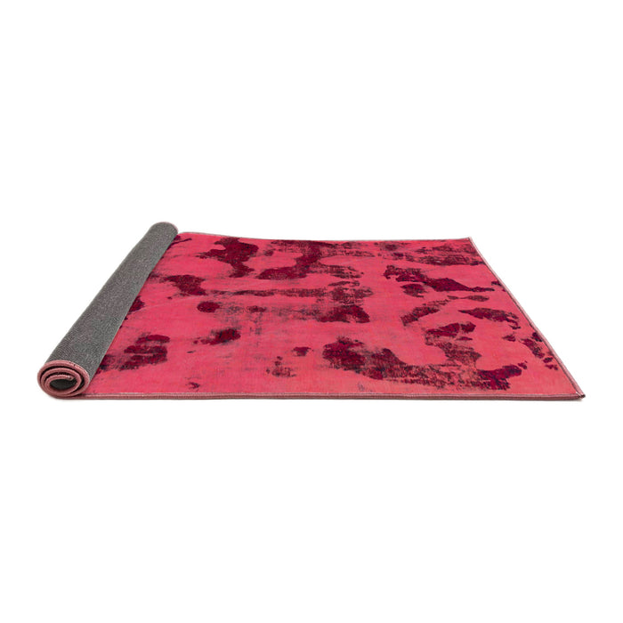 Sideview of Abstract Raspberry Red Modern Rug, abs795