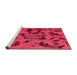 Sideview of Machine Washable Abstract Raspberry Red Rug, wshabs795