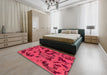 Abstract Raspberry Red Modern Rug in a Bedroom, abs795