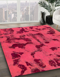 Abstract Raspberry Red Modern Rug, abs795