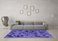 Machine Washable Abstract Blue Modern Rug, wshabs795blu