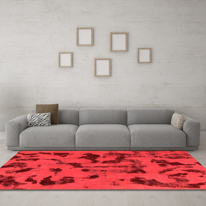 Machine Washable Abstract Orange Modern Area Rugs in a Living Room, wshabs795org
