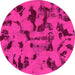 Round Machine Washable Abstract Pink Modern Rug, wshabs795pnk