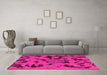 Machine Washable Abstract Pink Modern Rug in a Living Room, wshabs795pnk