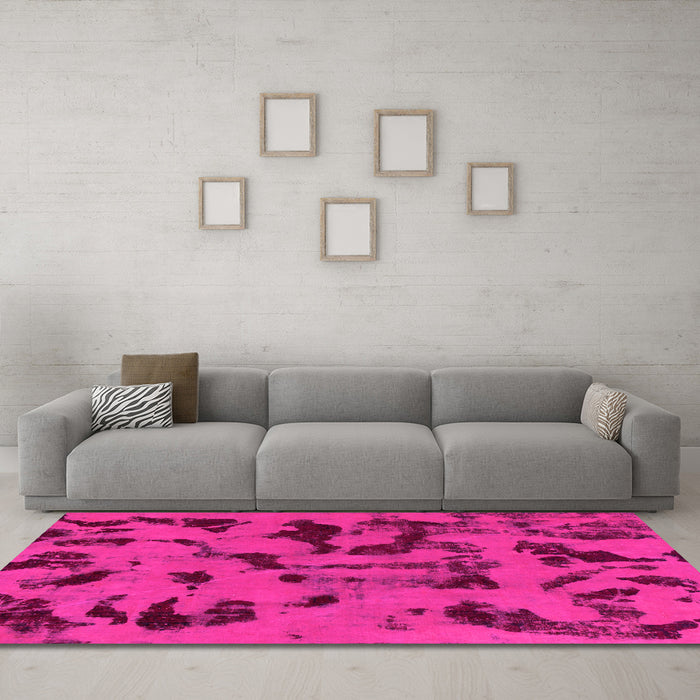 Machine Washable Abstract Pink Modern Rug in a Living Room, wshabs795pnk