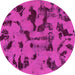 Round Machine Washable Abstract Purple Modern Area Rugs, wshabs795pur