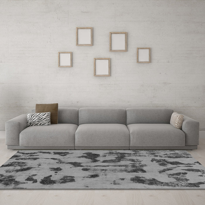 Machine Washable Abstract Gray Modern Rug in a Living Room,, wshabs795gry